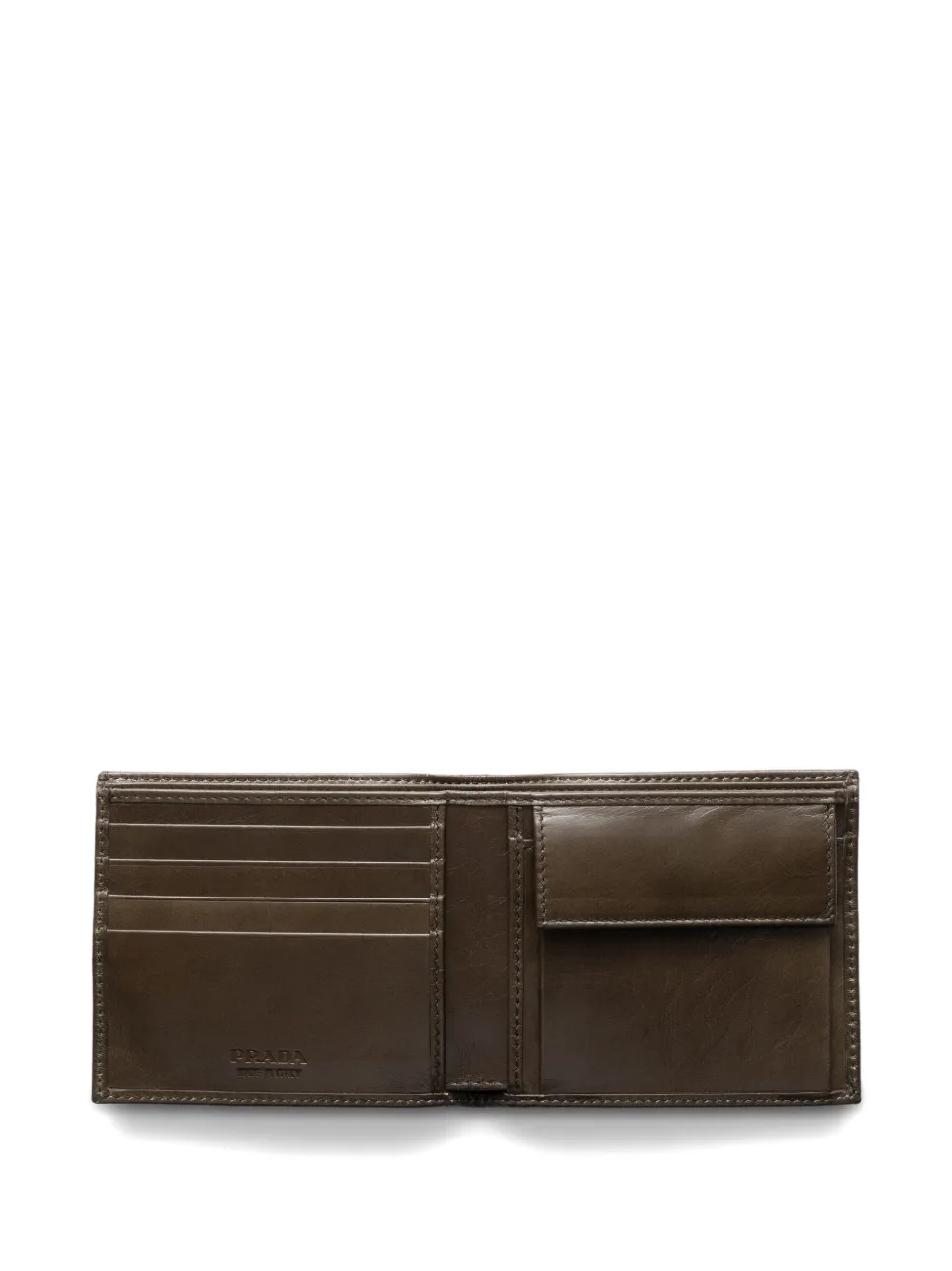 Prada Triangle Logo Leather Wallet In Brown