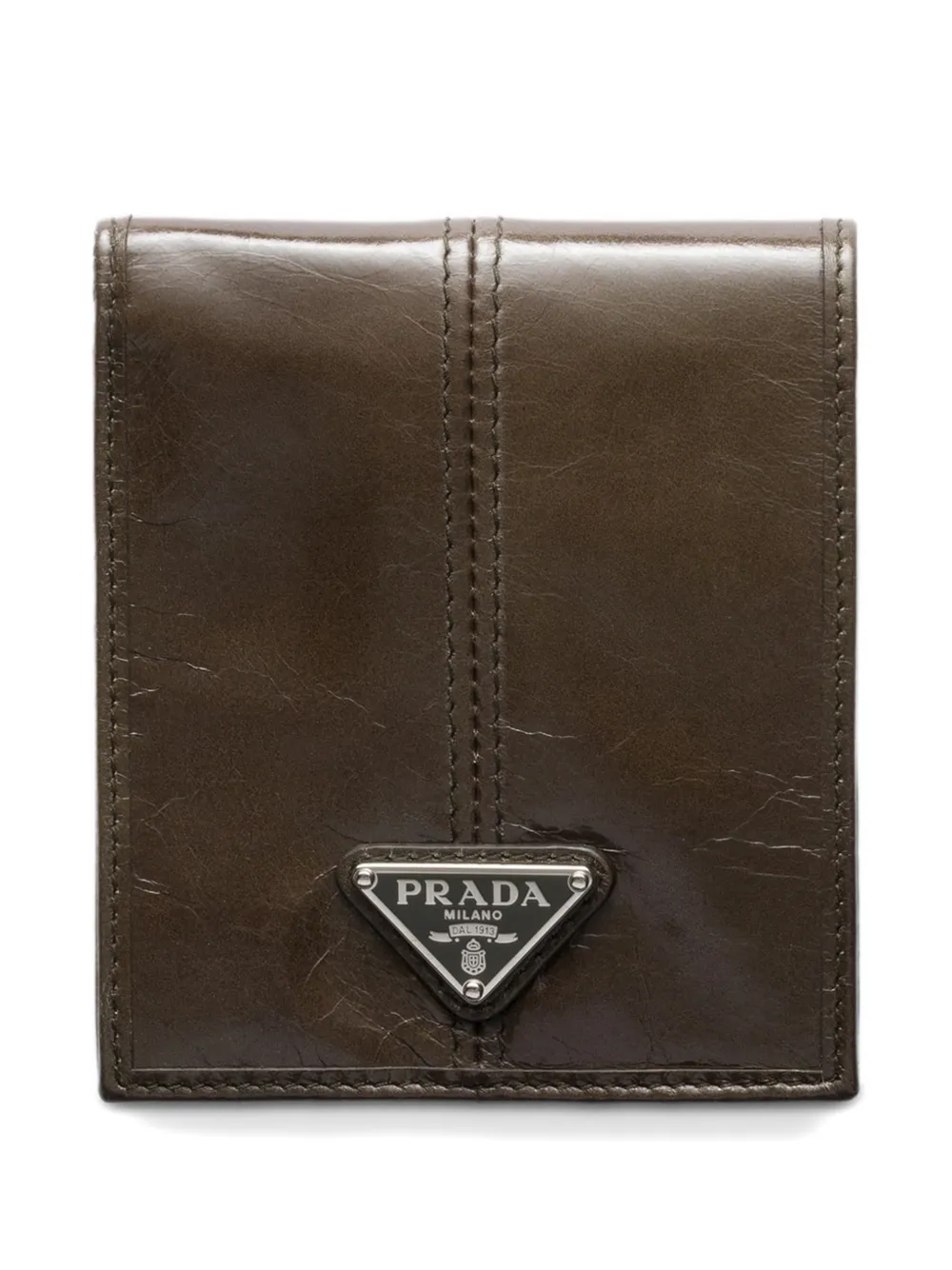 Prada triangle logo leather wallet | Brown | Image 1
