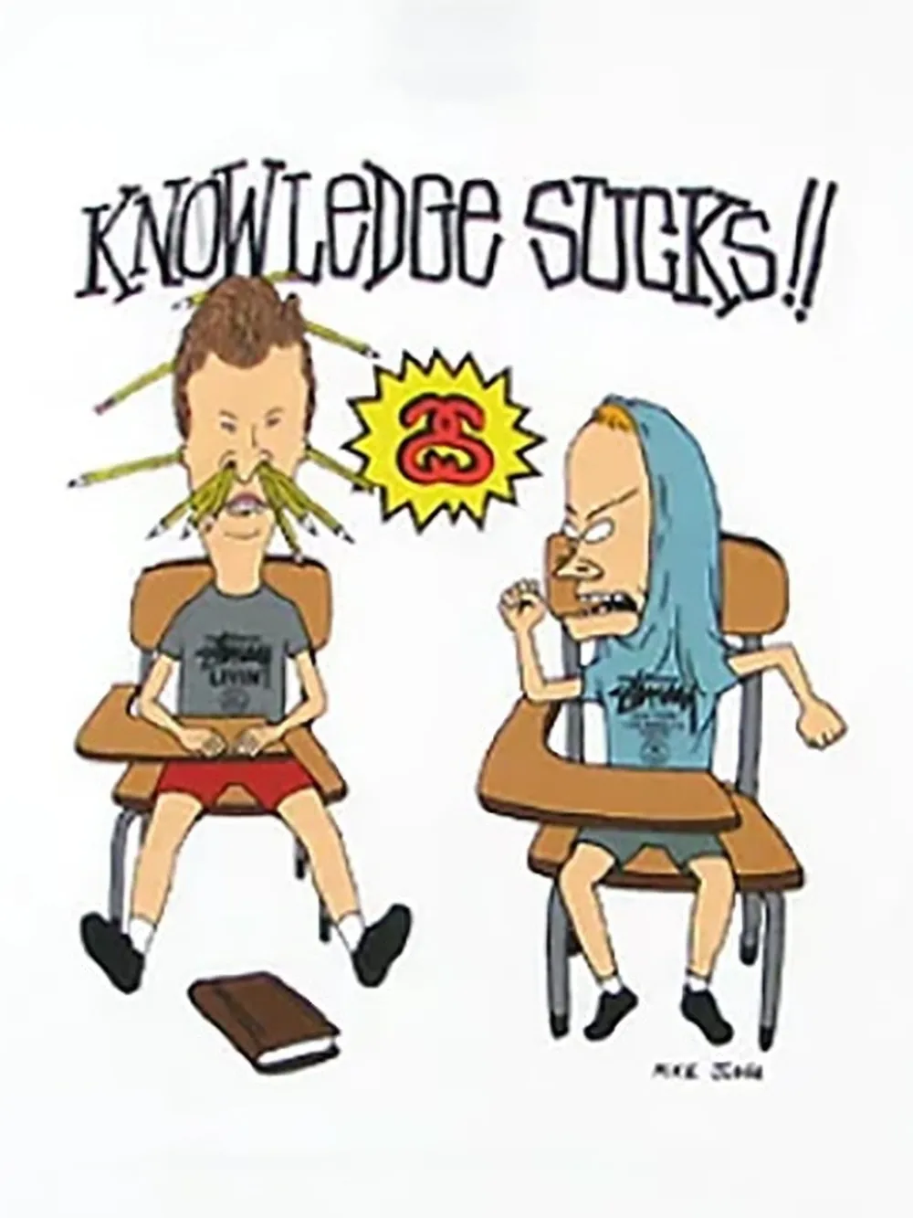 Stüssy x Beavis and Butthead Knowledge Sucks T-shirt - Wit