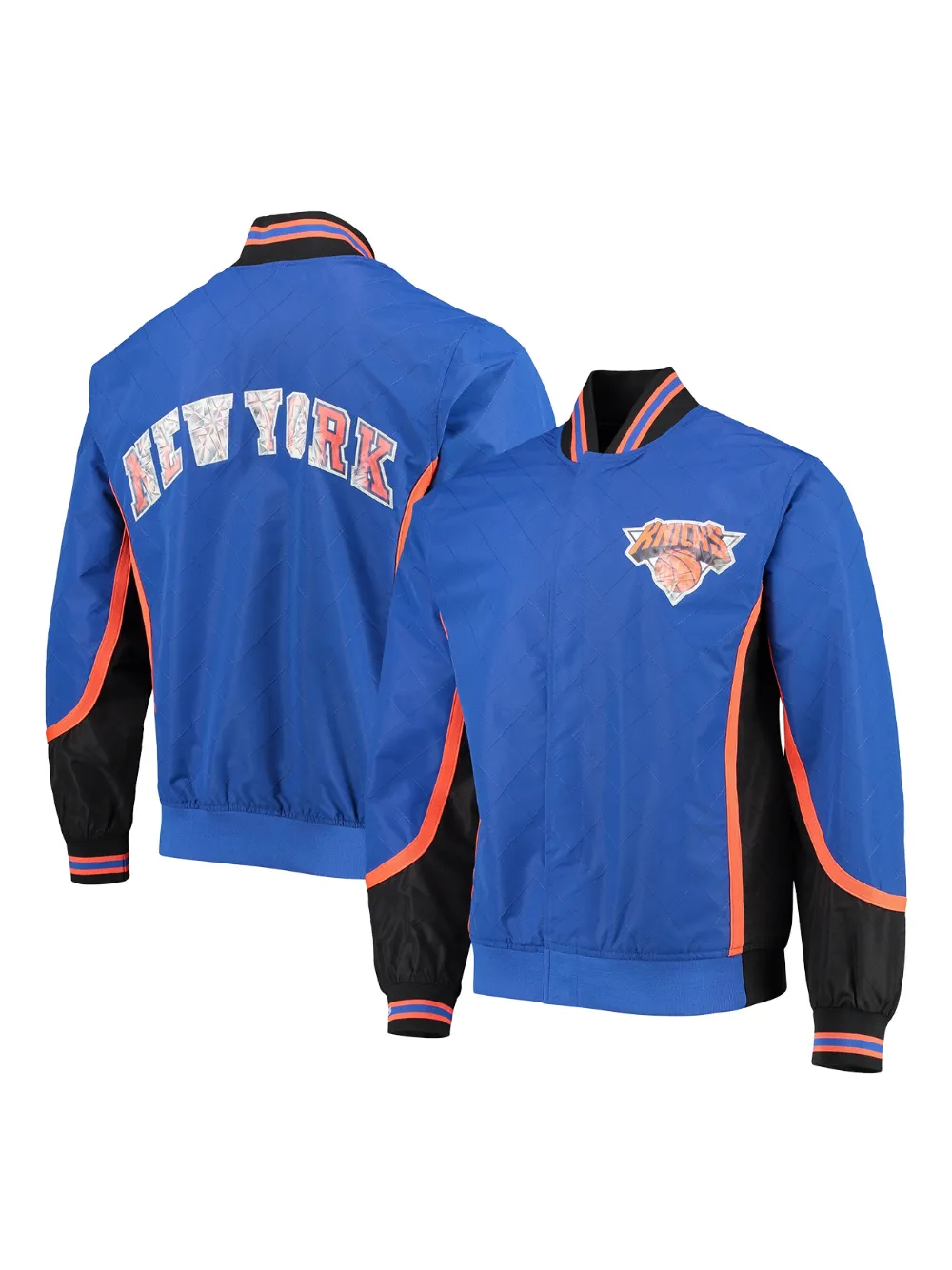 Mitchell & Ness 75th Anniversary New York Knicks Blue Mitchell & Ness Hardwood Classics bomber jacket | Bomber Jackets | Image 2