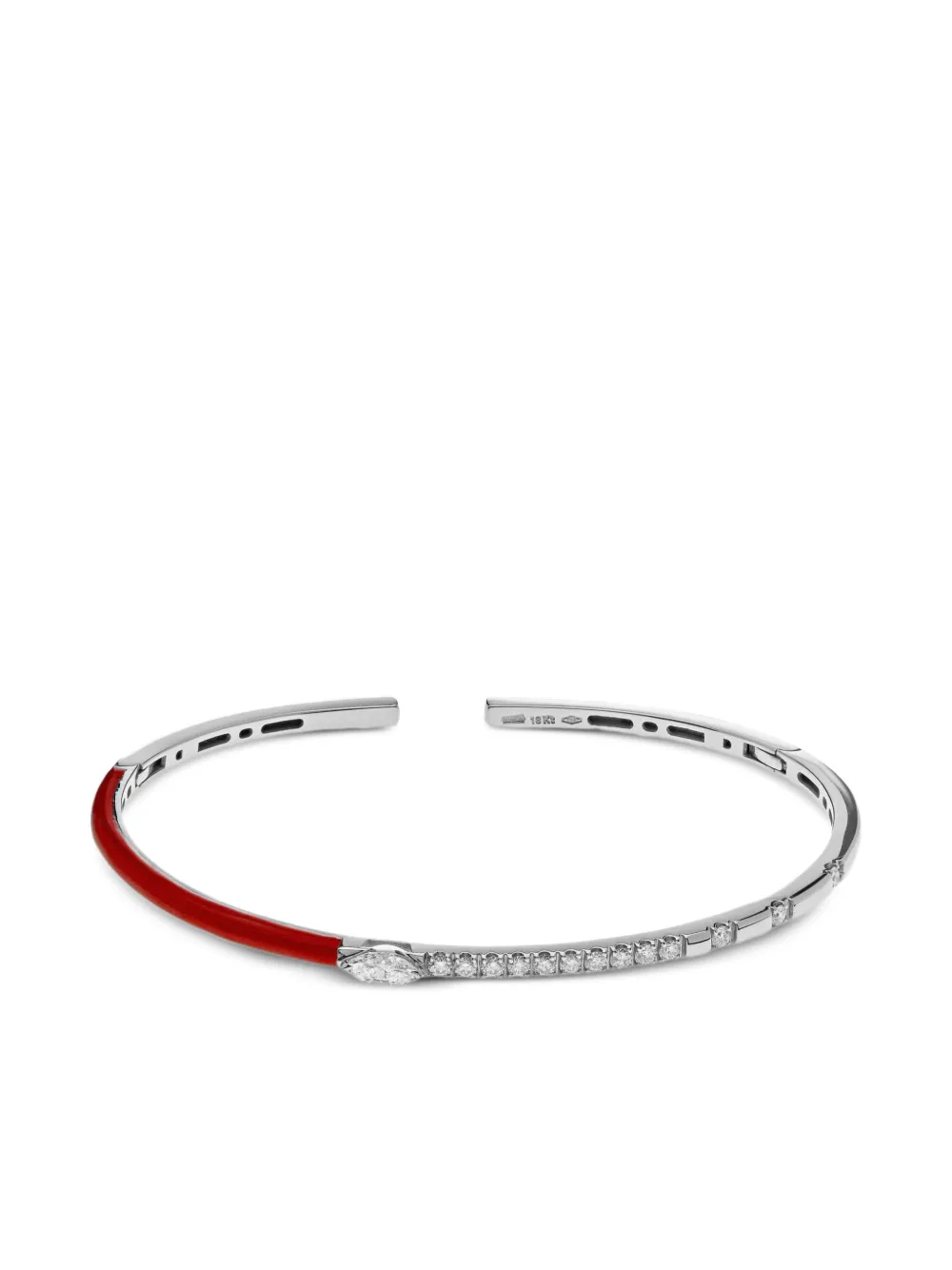 Jewels Aficionado Bracciale rigido in oro bianco 18kt con diamanti - Argento