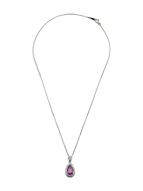 Jewels Aficionado diamonds and sapphire halo pendant necklace