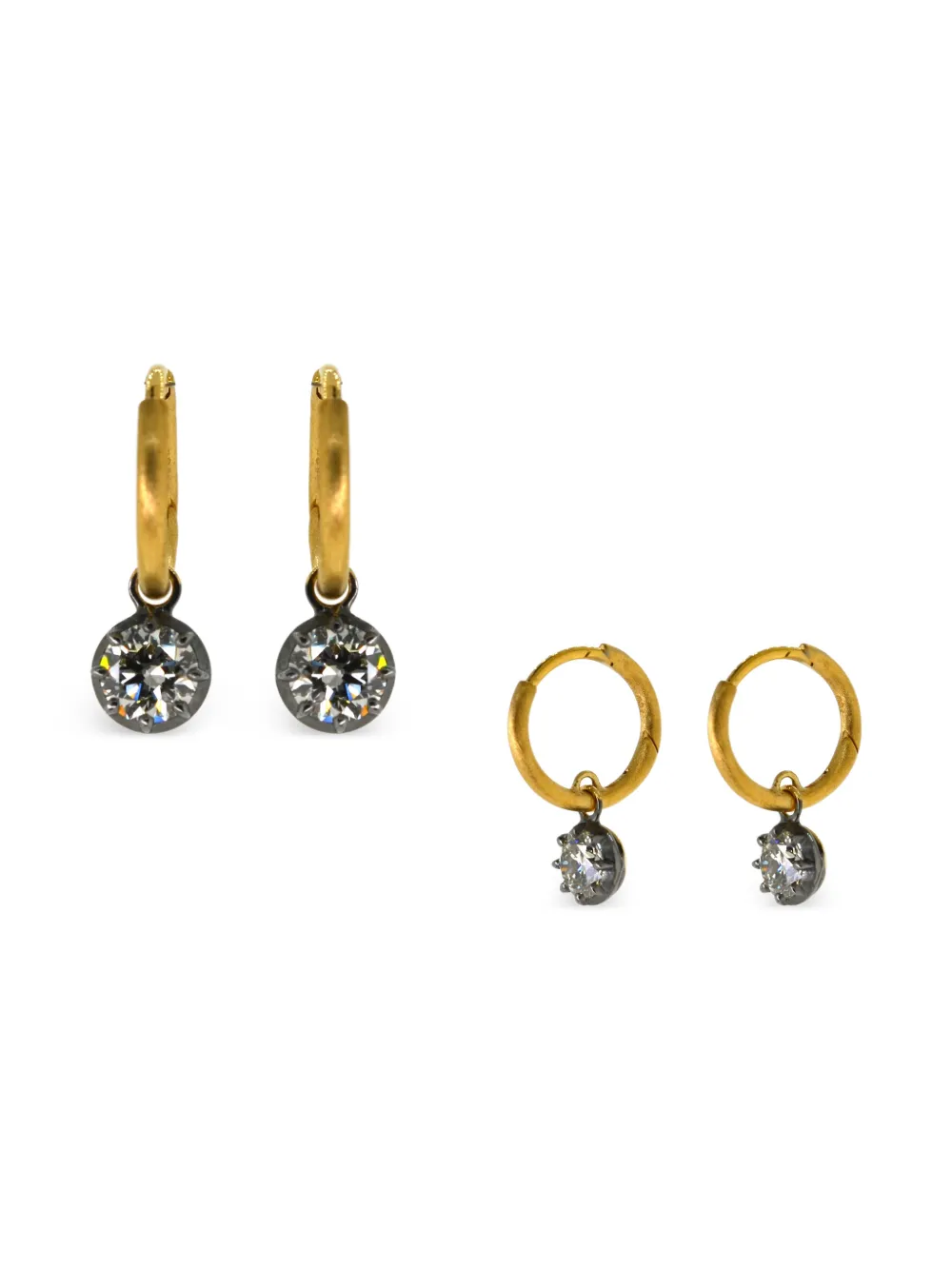 Jewels Aficionado small diamond hoop earrings - Gold