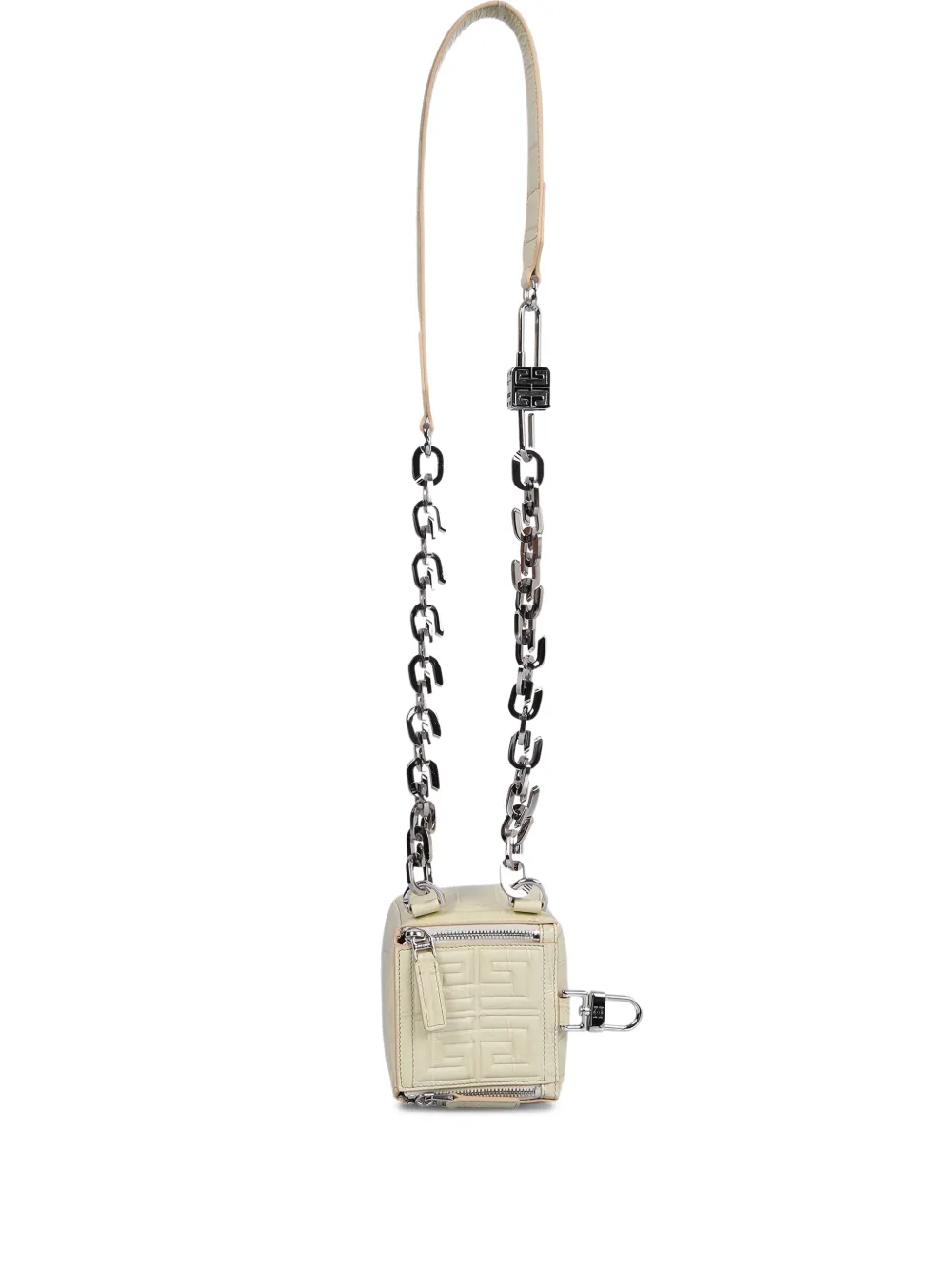 Givenchy Pandora Cube Embossed Chain Cross Bag In Neutral