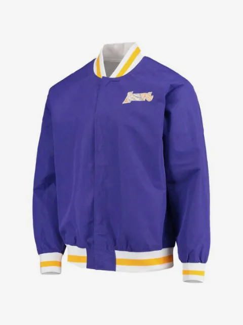 Mitchell & Ness x NBA x Los Angeles Lakers 75th Anniversary ribbed logo bomber jacket