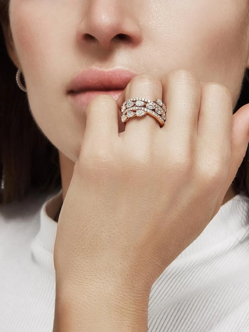 Jewels Aficionado Anello in oro rosa 18 carati con diamanti