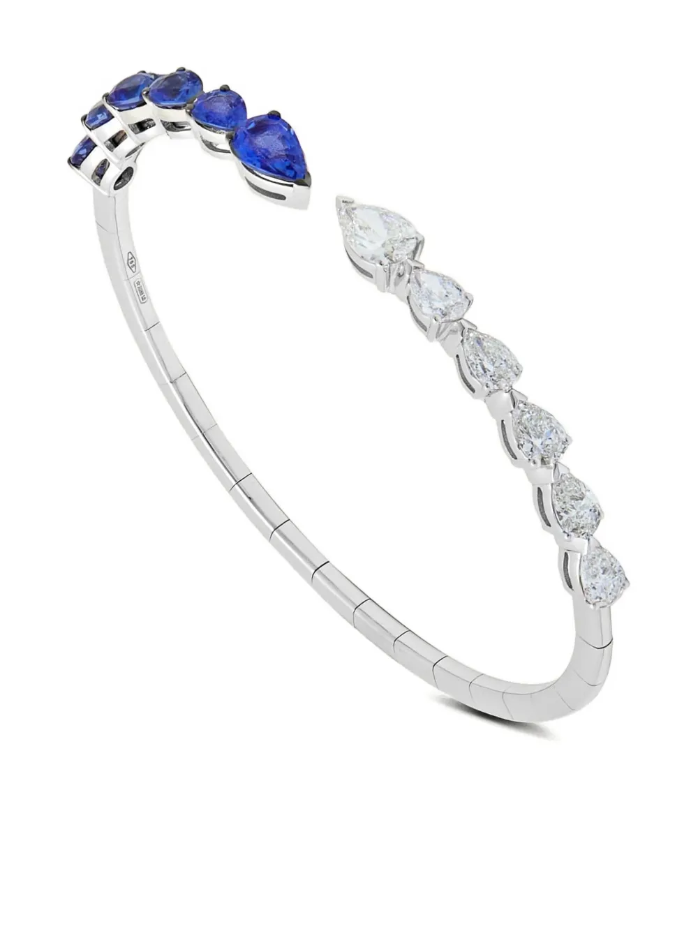 18k White Gold Diamond And Sapphire Cuff Bracelet