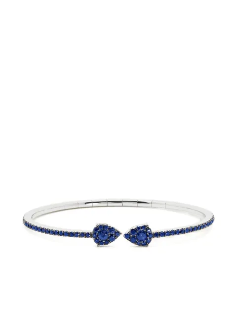 Jewels Aficionado 18K white gold blue sapphire cuff bracelet