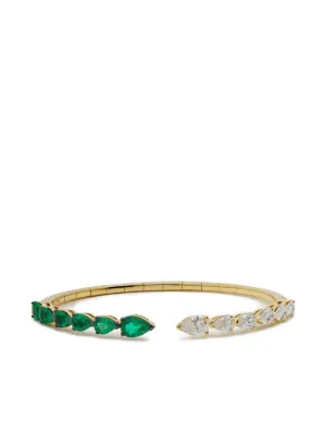 Jewels Aficionado ダイヤモンド＆エメラルド バングルブレスレット