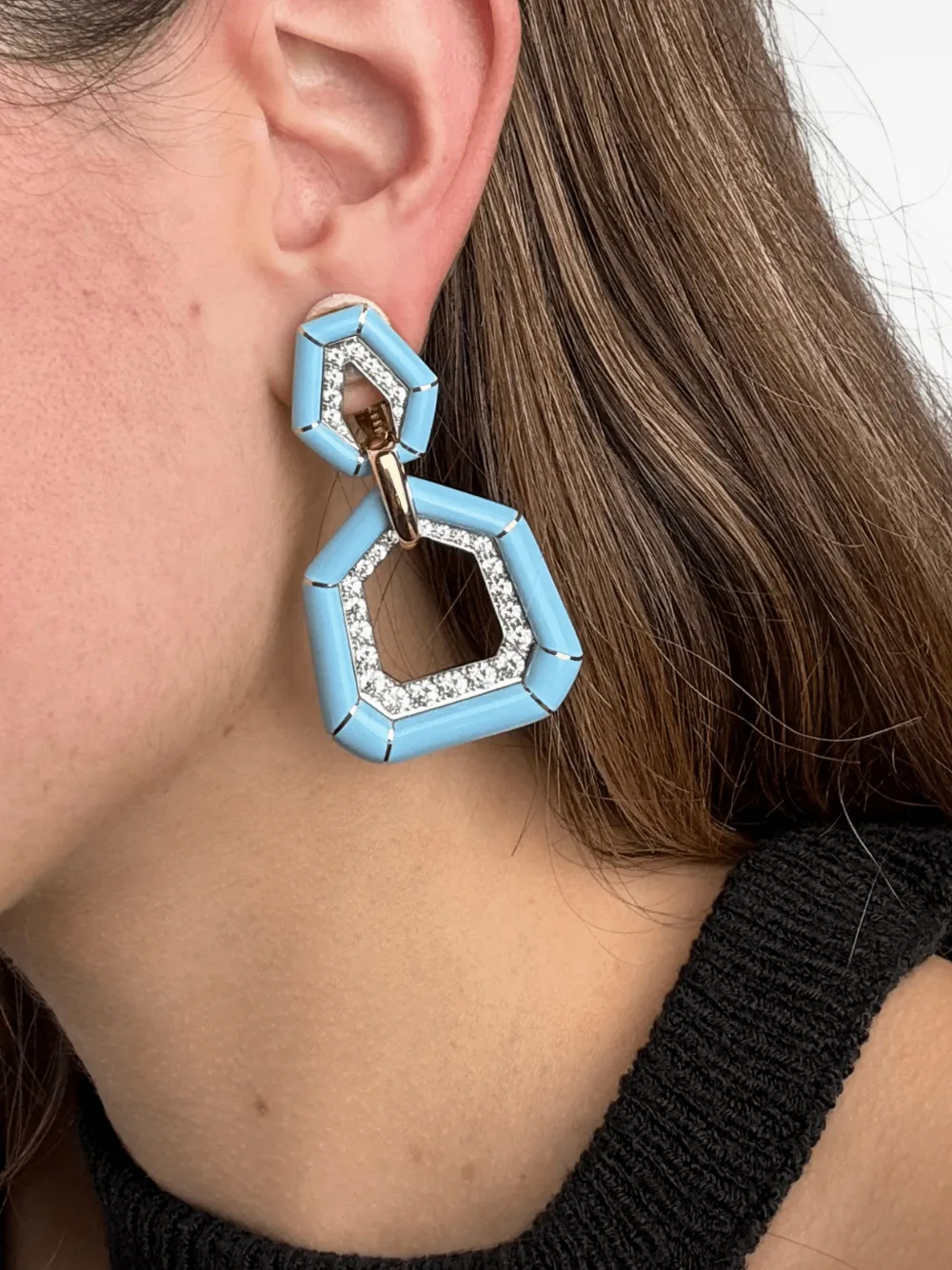 David Webb 18K yellow gold and platinum diamonds earrings | Image 2