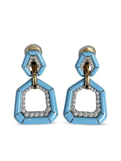 David Webb aretes en oro amarillo de 18kt y platino con diamante