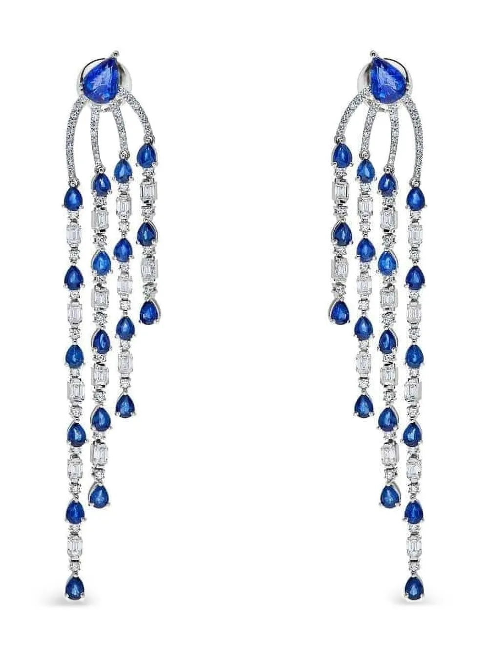 Jewels Aficionado Orecchini chandelier con diamanti e zaffiri - Argento