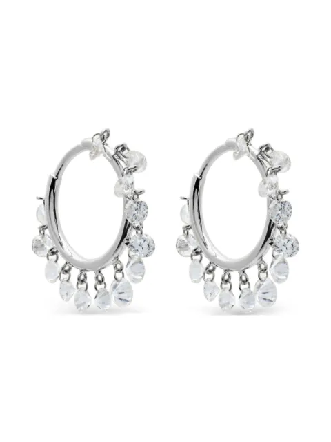 Jewels Aficionado 18K white gold diamond hoops