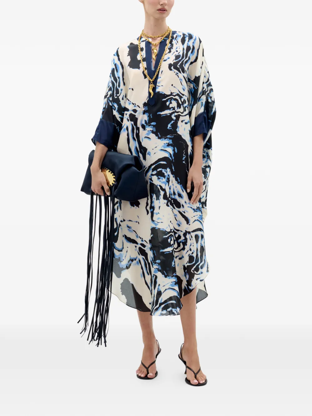  Silvia Tcherassi Elea Abstract-print Midi Dress - Blue 