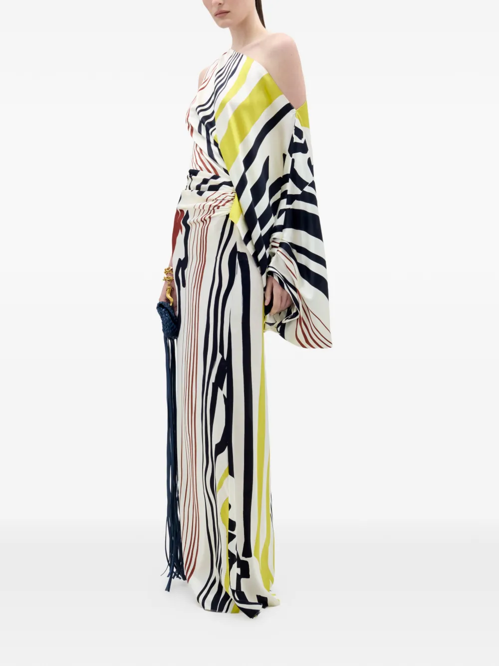 Silvia Tcherassi Dotty One-shoulder Striped Dress In Multi
