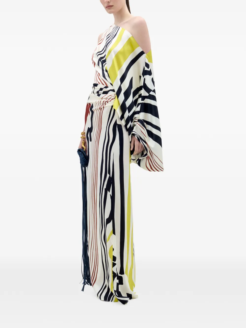 Silvia Tcherassi Dotty one-shoulder striped dress - Wit