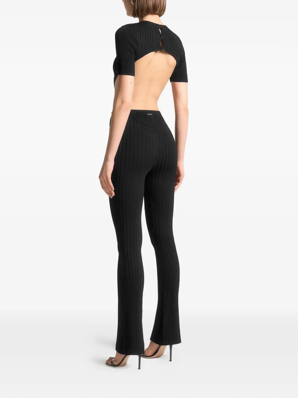 Manière De Voir backless knitted jumpsuit Zwart
