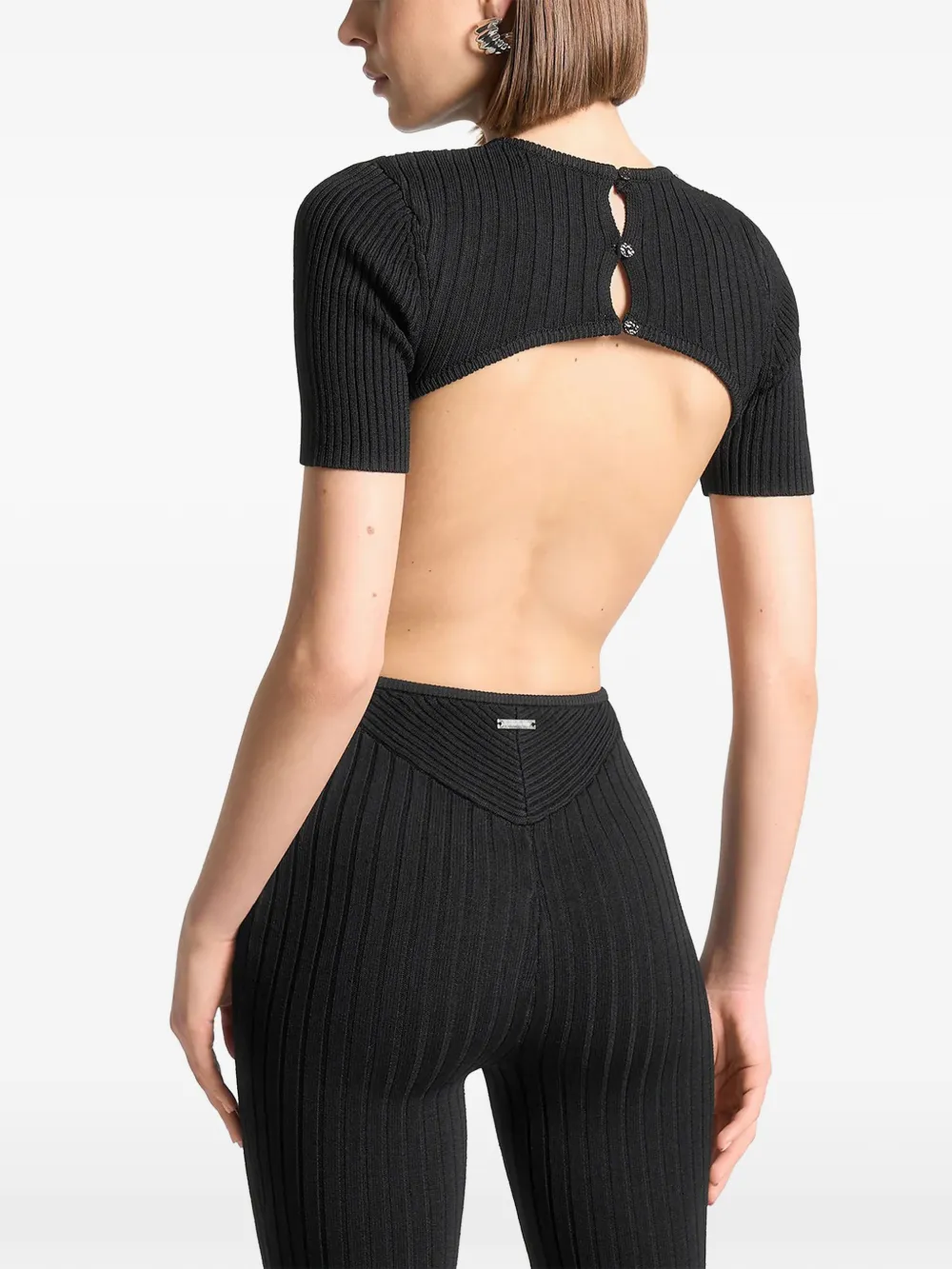 Backless Knitted Black Jumpsuit
