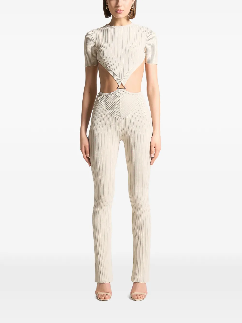 Manière De Voir ribbed backless jumpsuit - Toni neutri