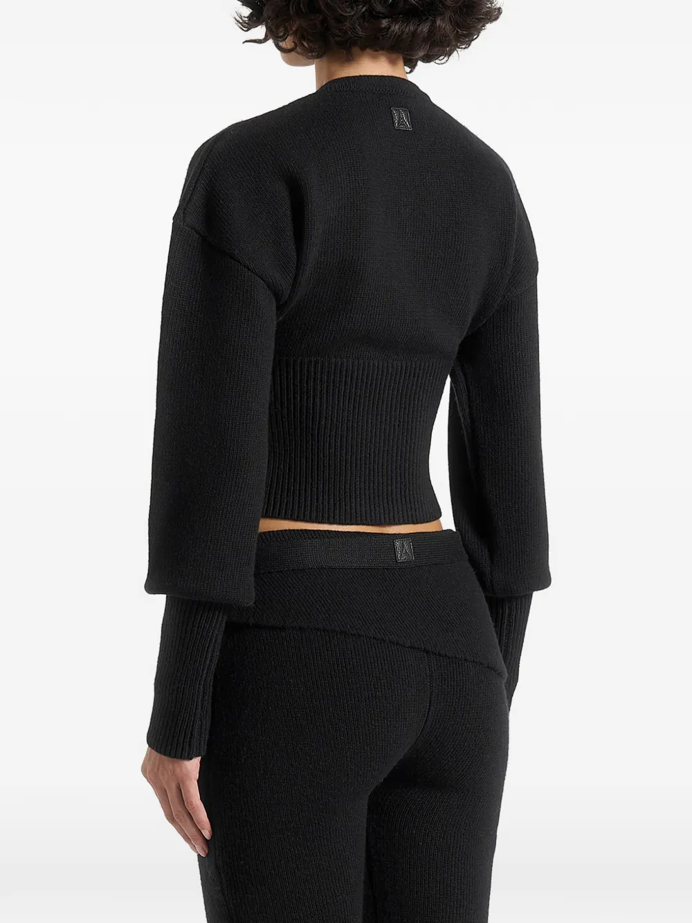 Manière De Voir ribbed button cardigan Zwart