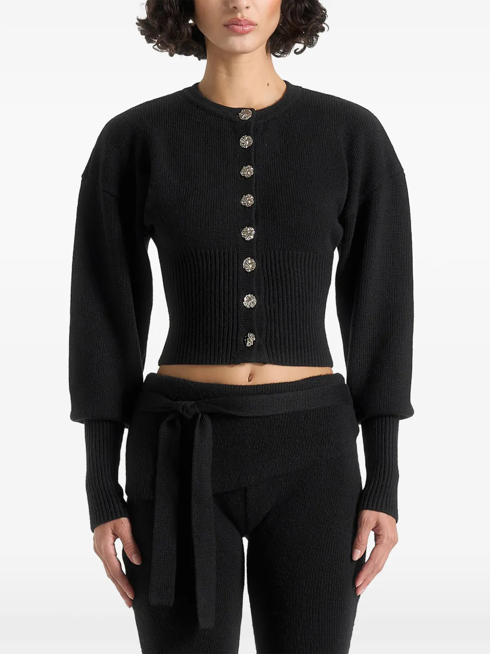 Manière De Voir ribbed button cardigan - Nero