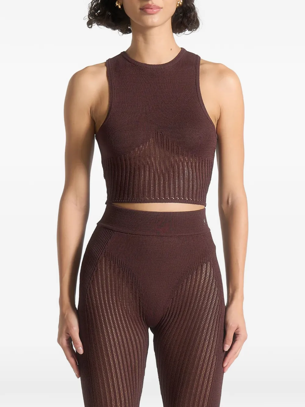 Manière De Voir knitted racer crop top Bruin