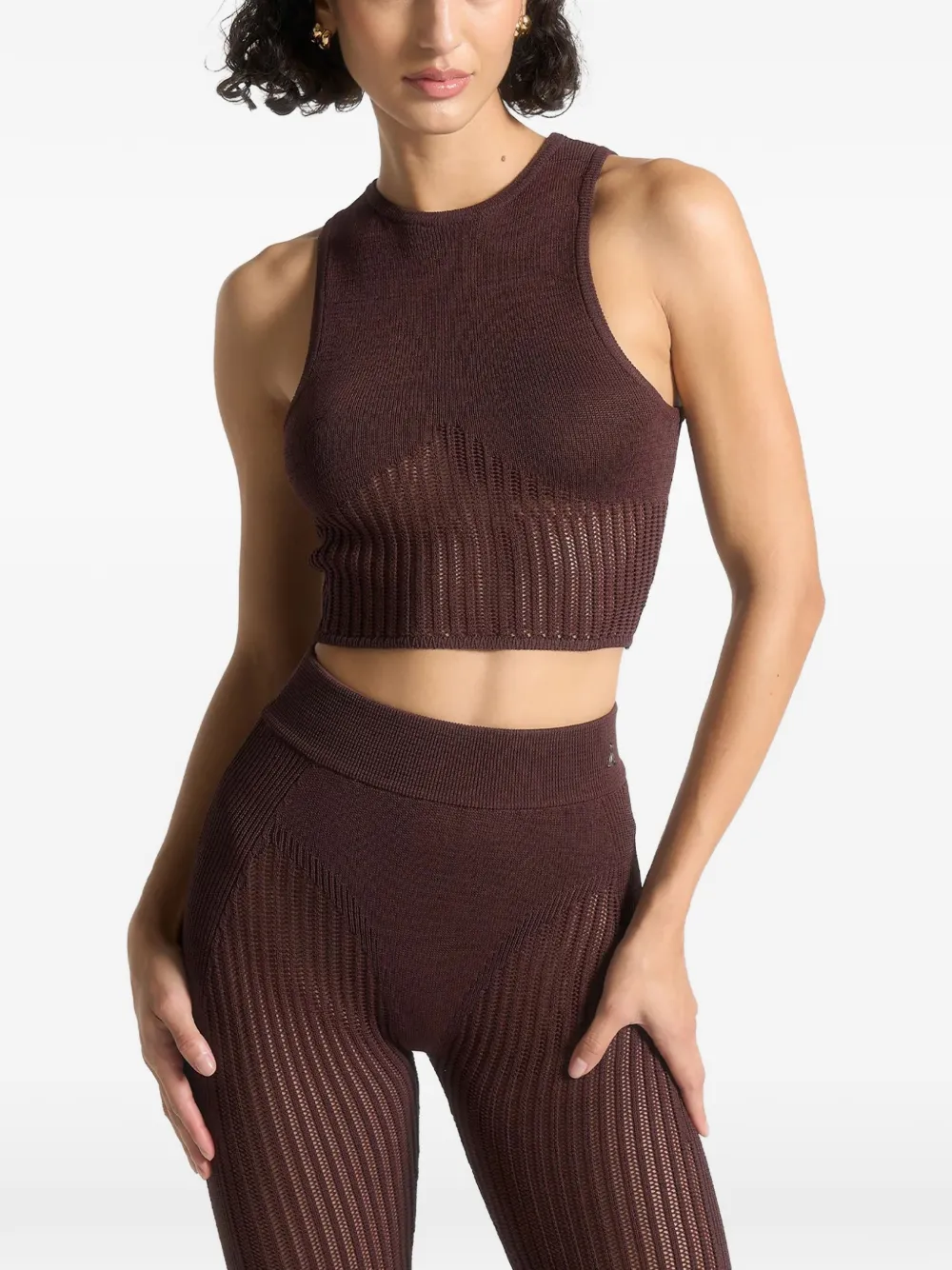Manière De Voir knitted racer crop top - Marrone