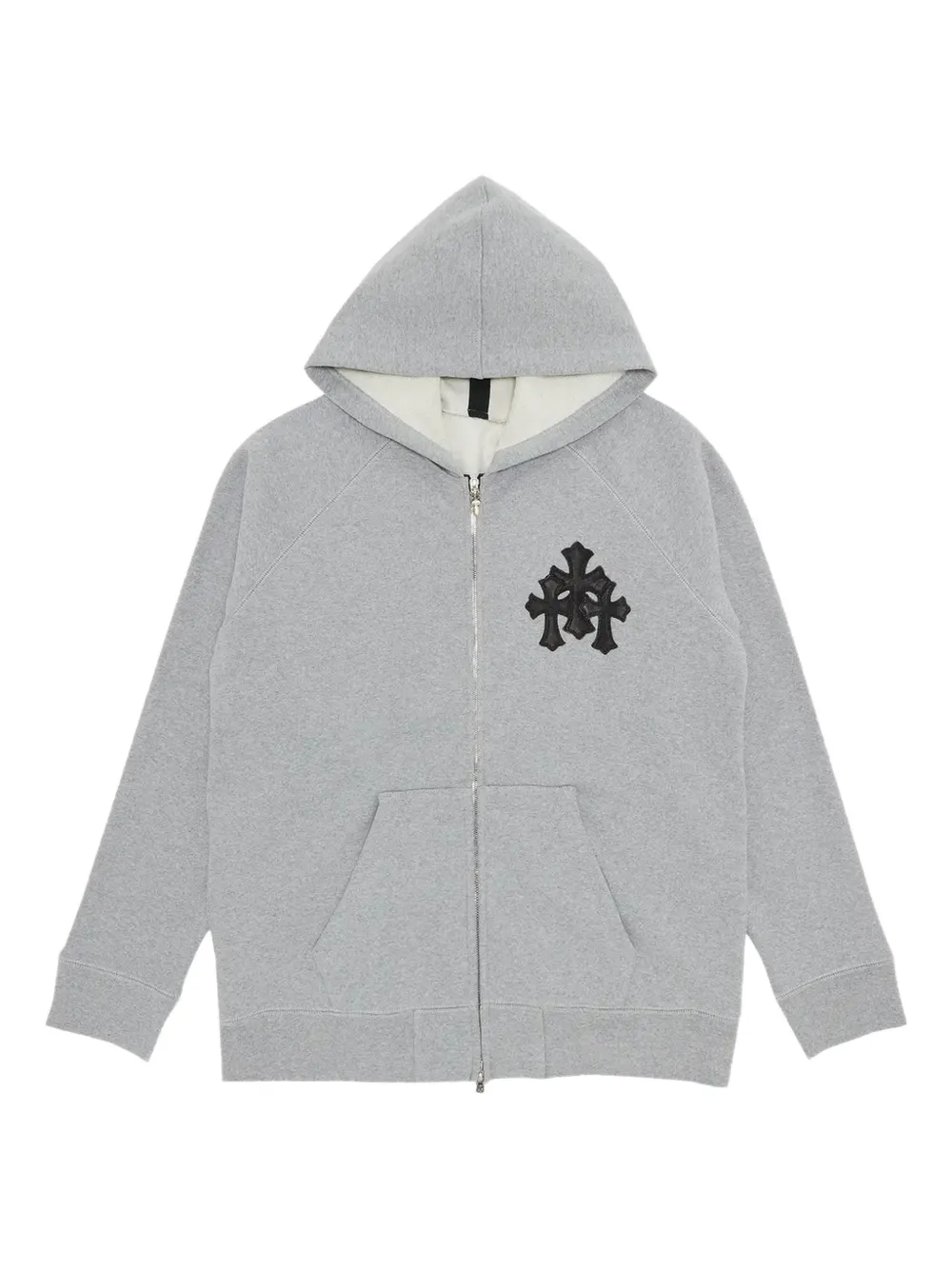 Chrome Hearts cross-patch zip-up hoodie | Grey | Image 1