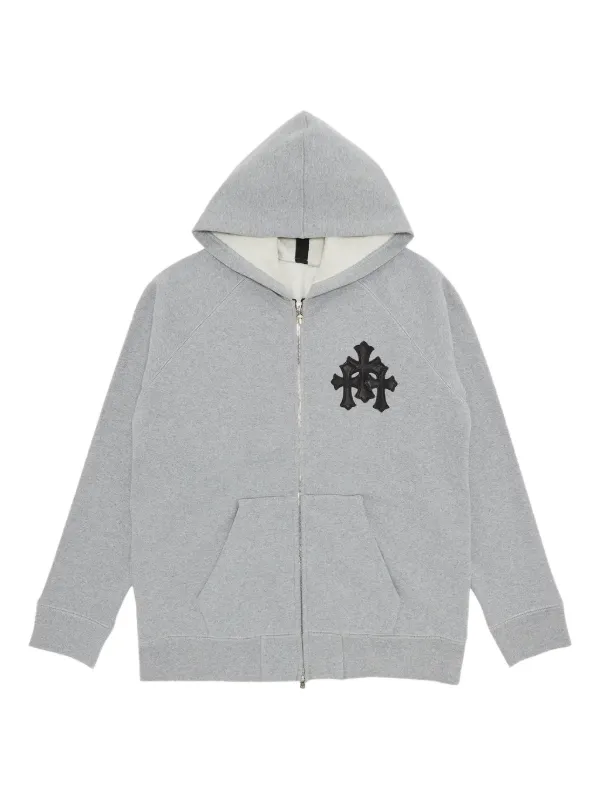 Chrome Hearts cross-patch zip-up Hoodie | Grey | FARFETCH ZA