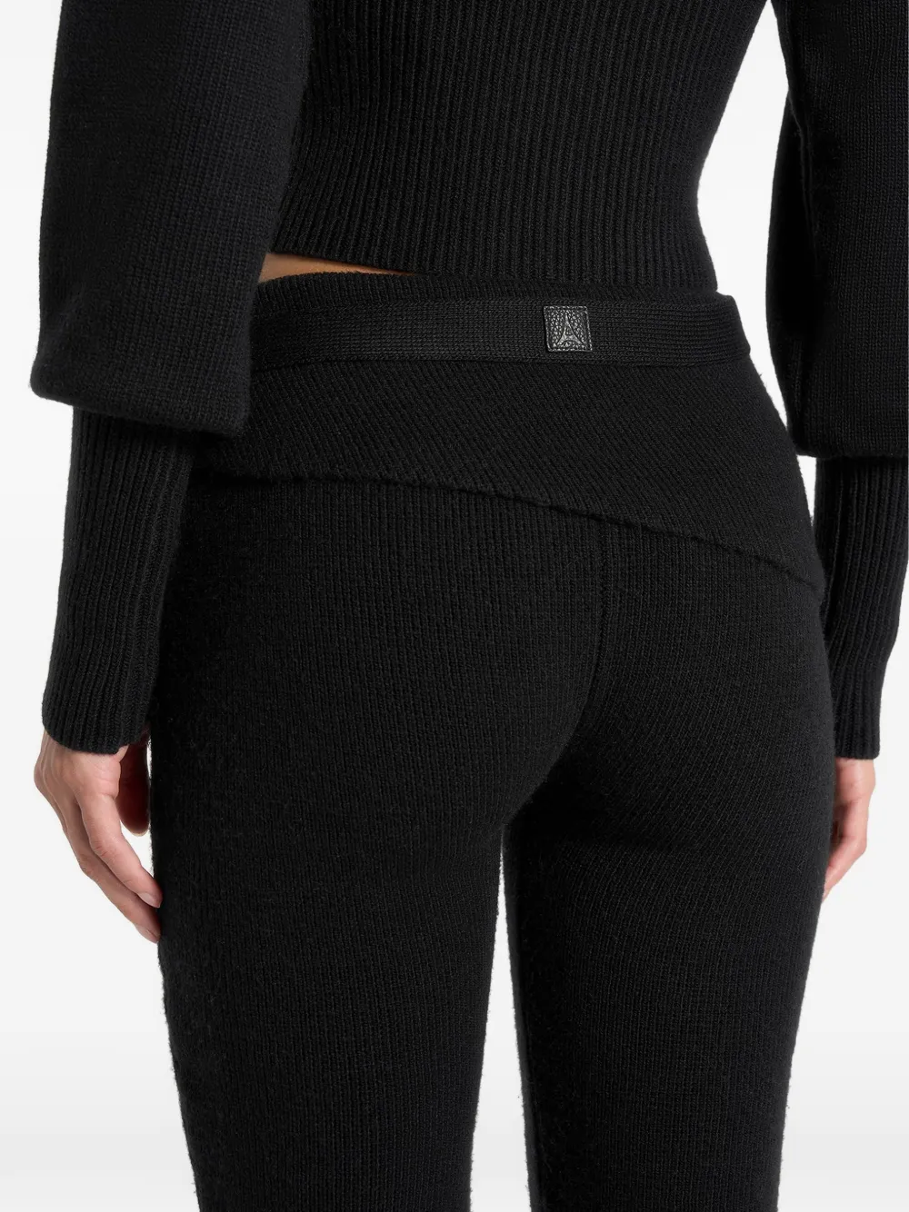 Manière De Voir foldover waist belt knitted trousers Zwart