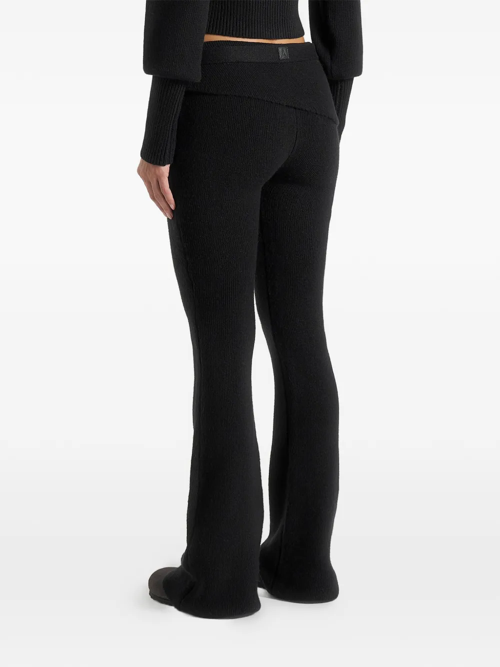Manière De Voir foldover waist belt knitted trousers Zwart