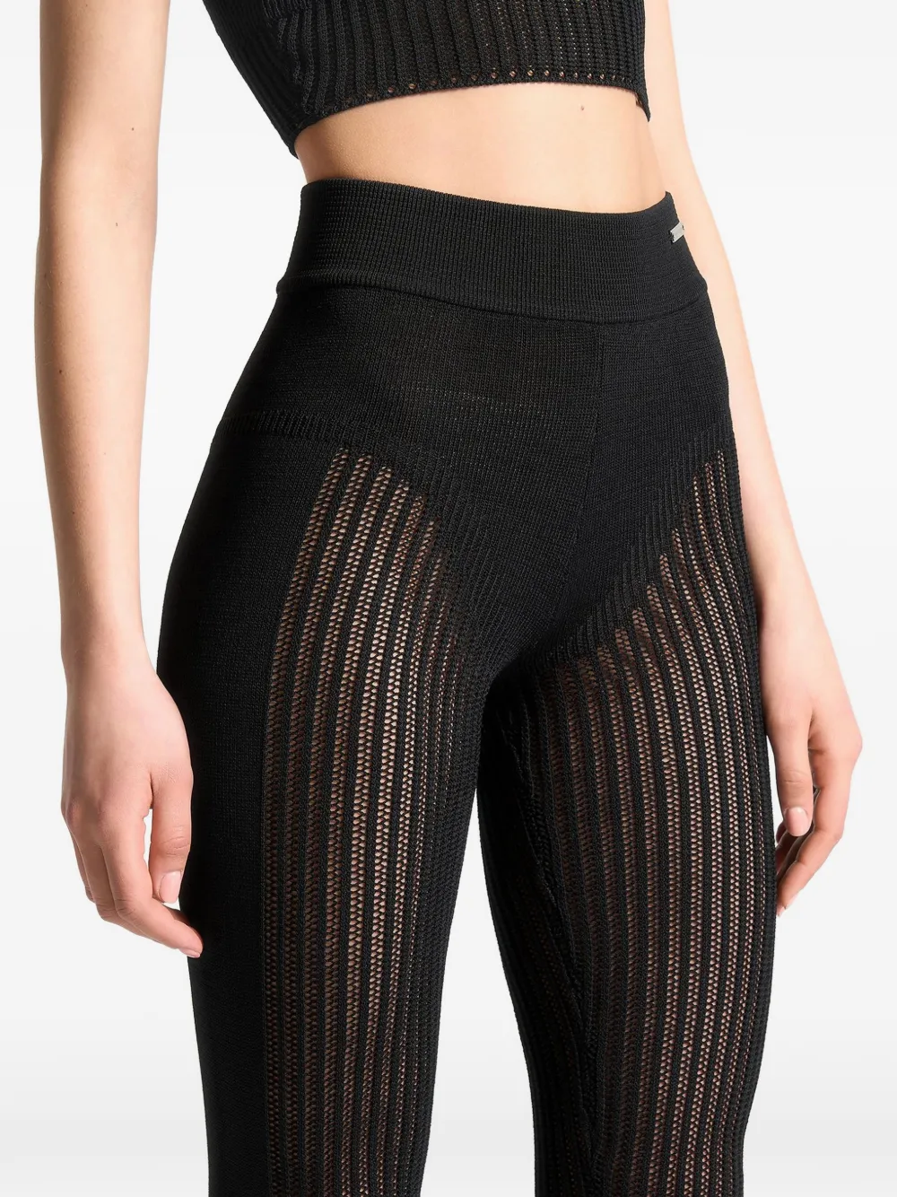 Manière De Voir knitted high waisted trousers Zwart