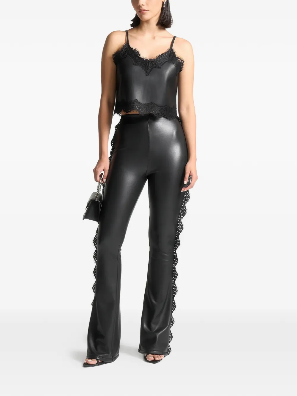 Manière De Voir Lace Trim Camisole Top In Black