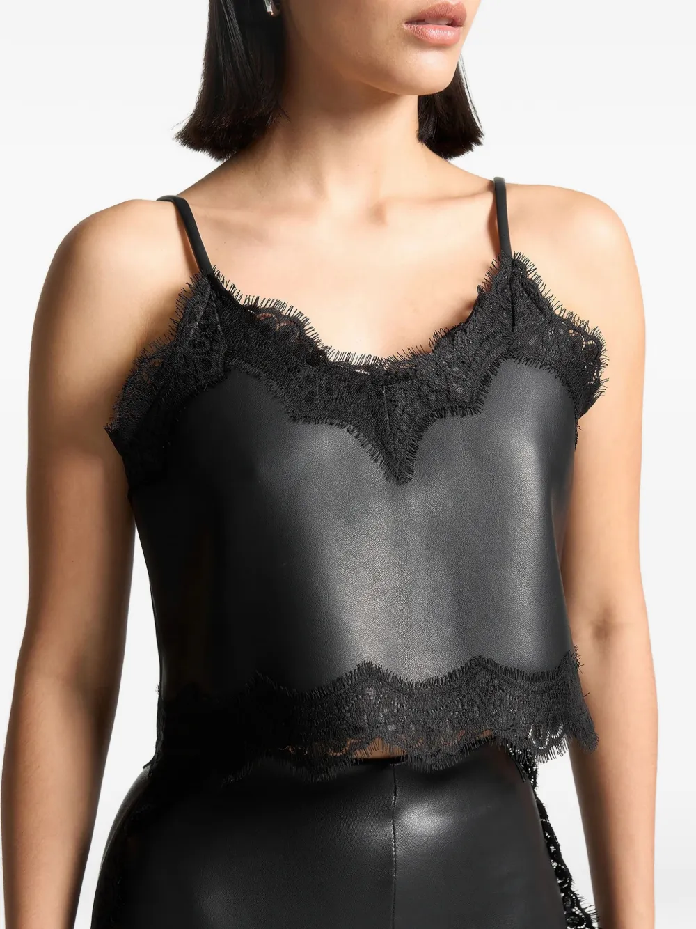Manière De Voir Lace Trim Camisole Top In Black