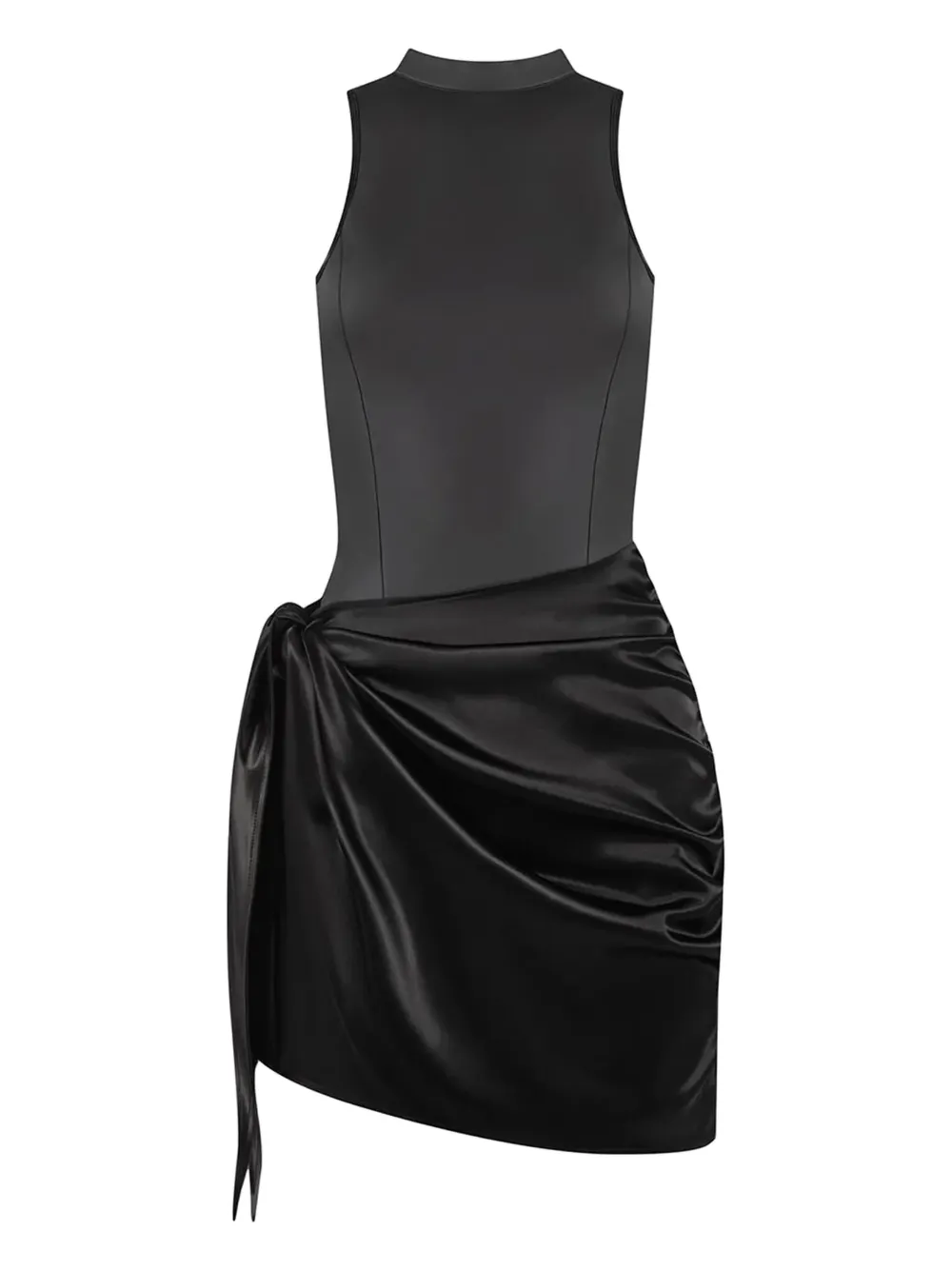 Manière De Voir satin wrap bodycon dress - Nero