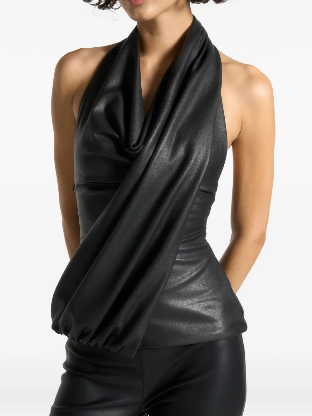 Manière De Voir Draped Halterneck Top In Black