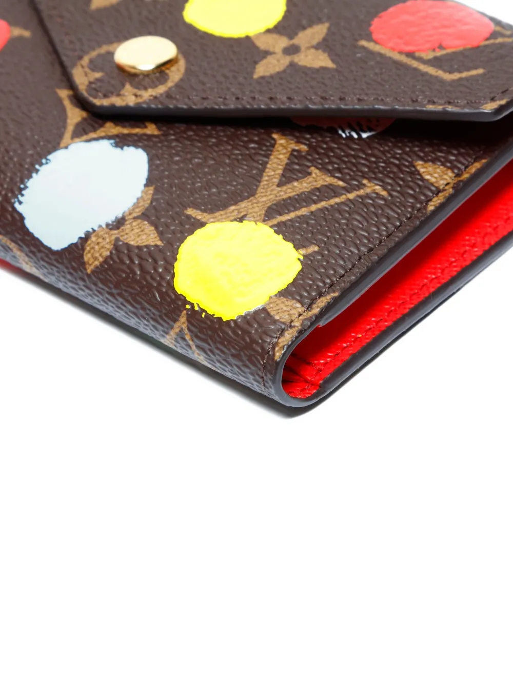 Pre-owned Louis Vuitton X Yayoi Kusama Victorine Monogram Painted-dots Wallet In Brown