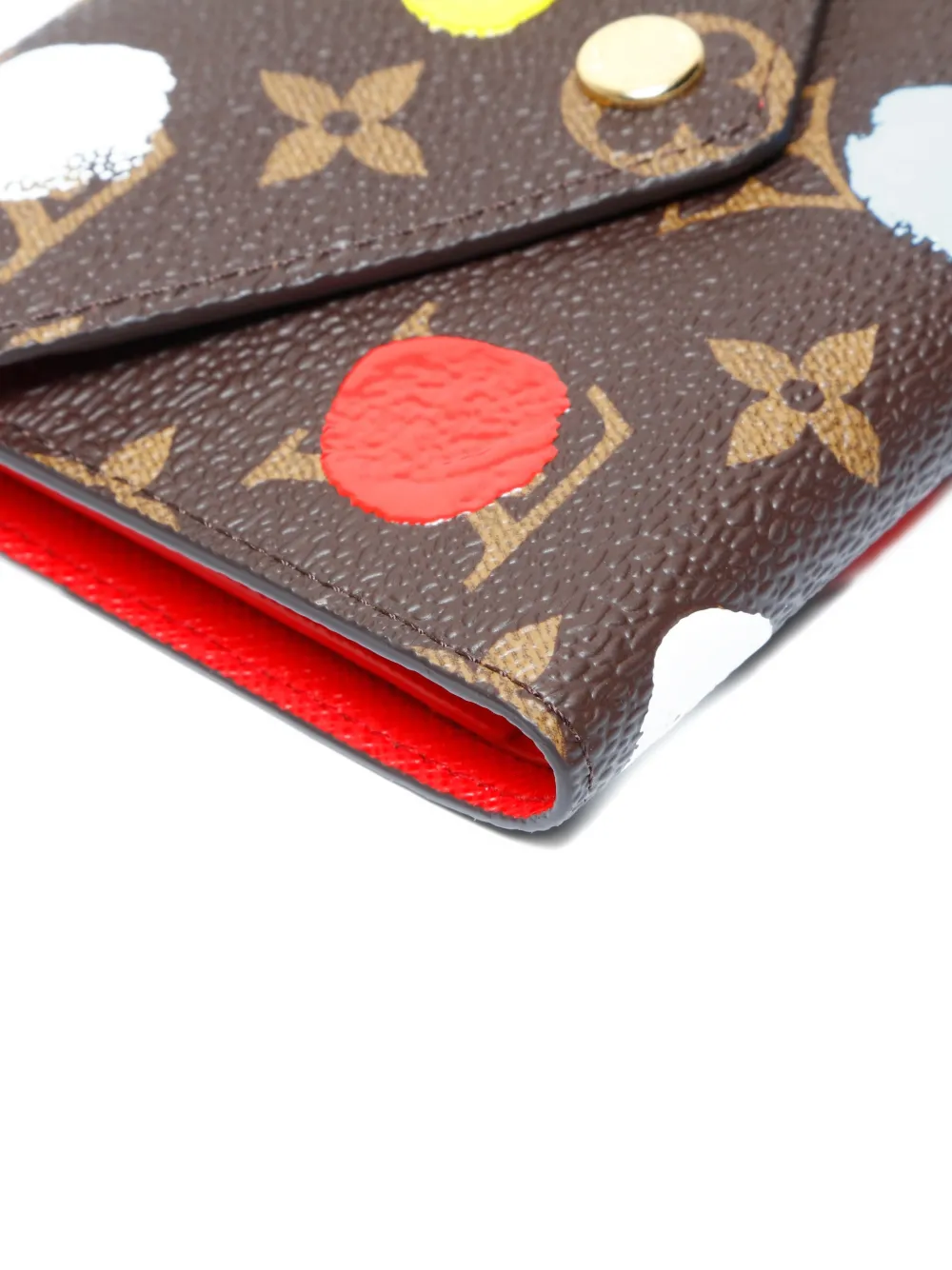 Pre-owned Louis Vuitton X Yayoi Kusama Victorine Monogram Painted-dots Wallet In Brown