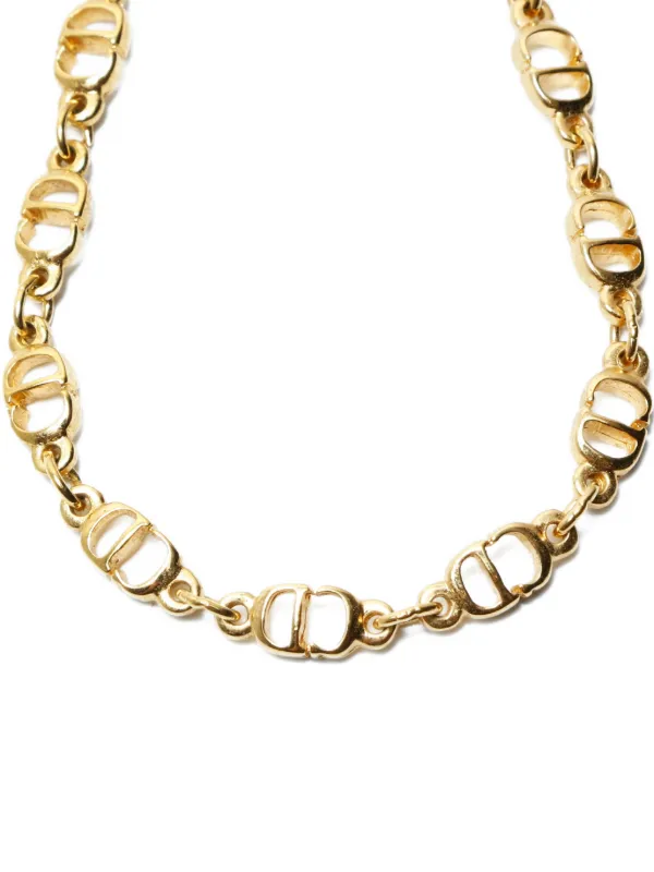 未使用級　Christian Dior　bracelet gold logo Christian Dior Pre-Owned 1980-1990 CD Logo Bracelet | ゴールド