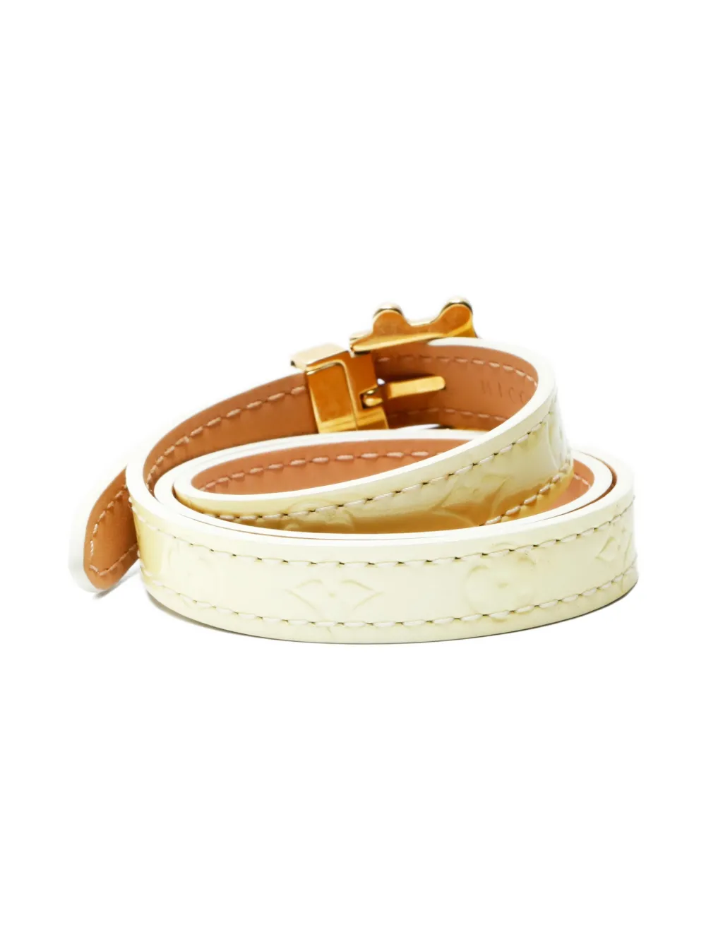 Pre-owned Louis Vuitton 2005 Triple Tour Embossed-buckle Leather Bracelet In Yellow