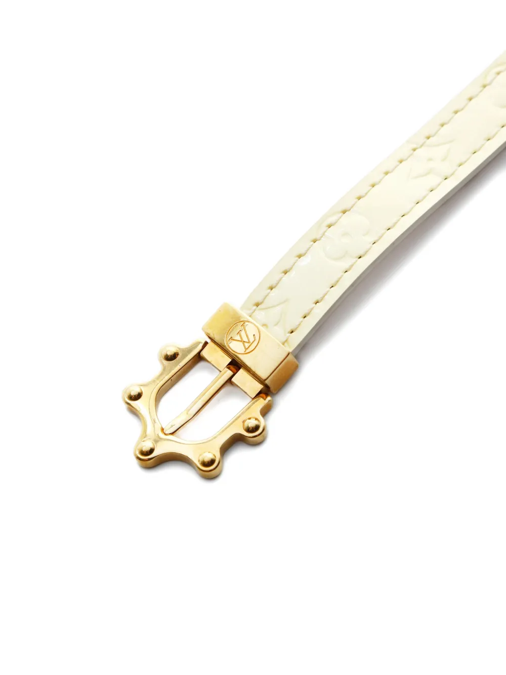 Pre-owned Louis Vuitton 2005 Triple Tour Embossed-buckle Leather Bracelet In Yellow