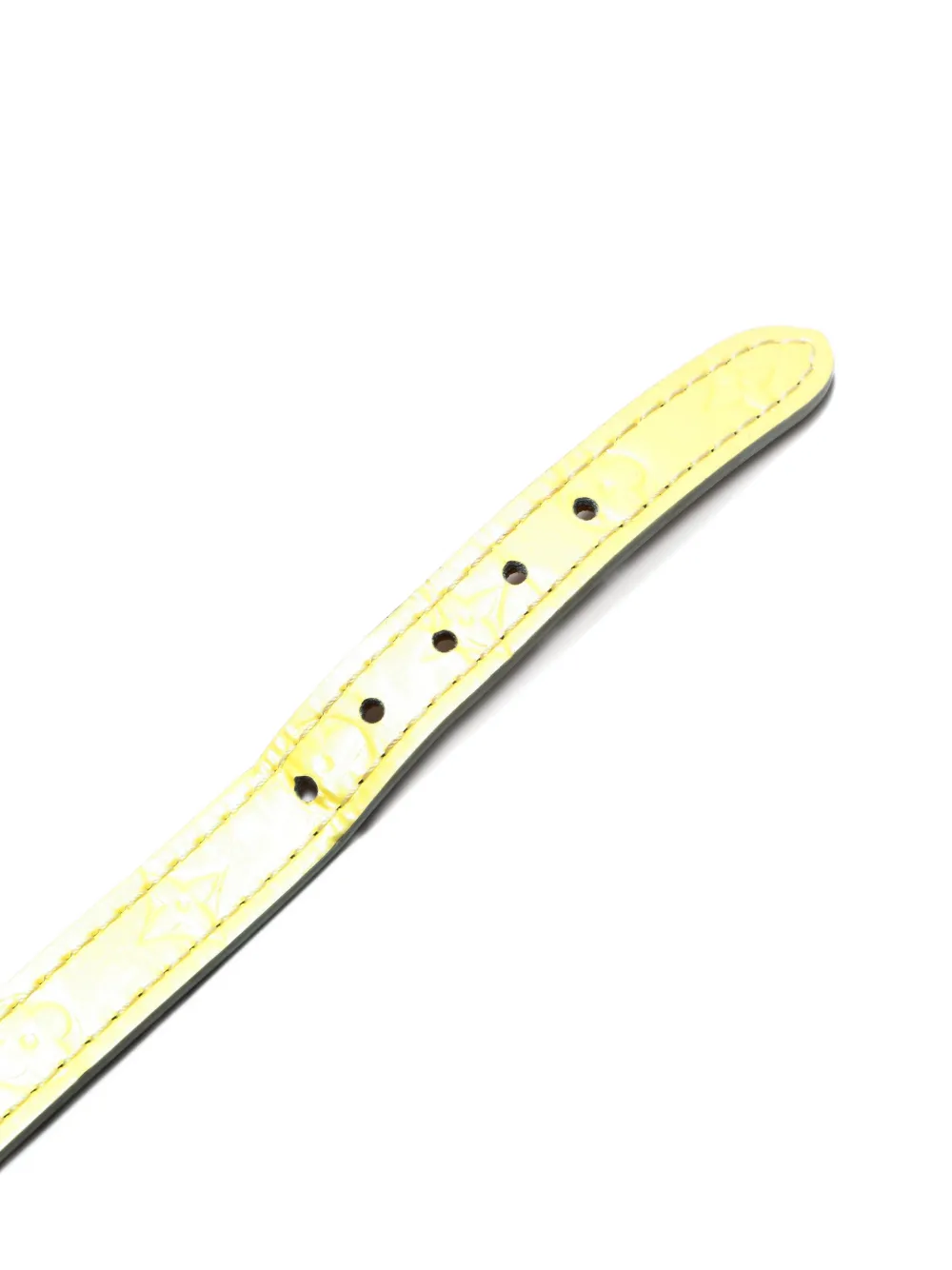 Pre-owned Louis Vuitton 2005 Triple Tour Embossed-buckle Leather Bracelet In Yellow