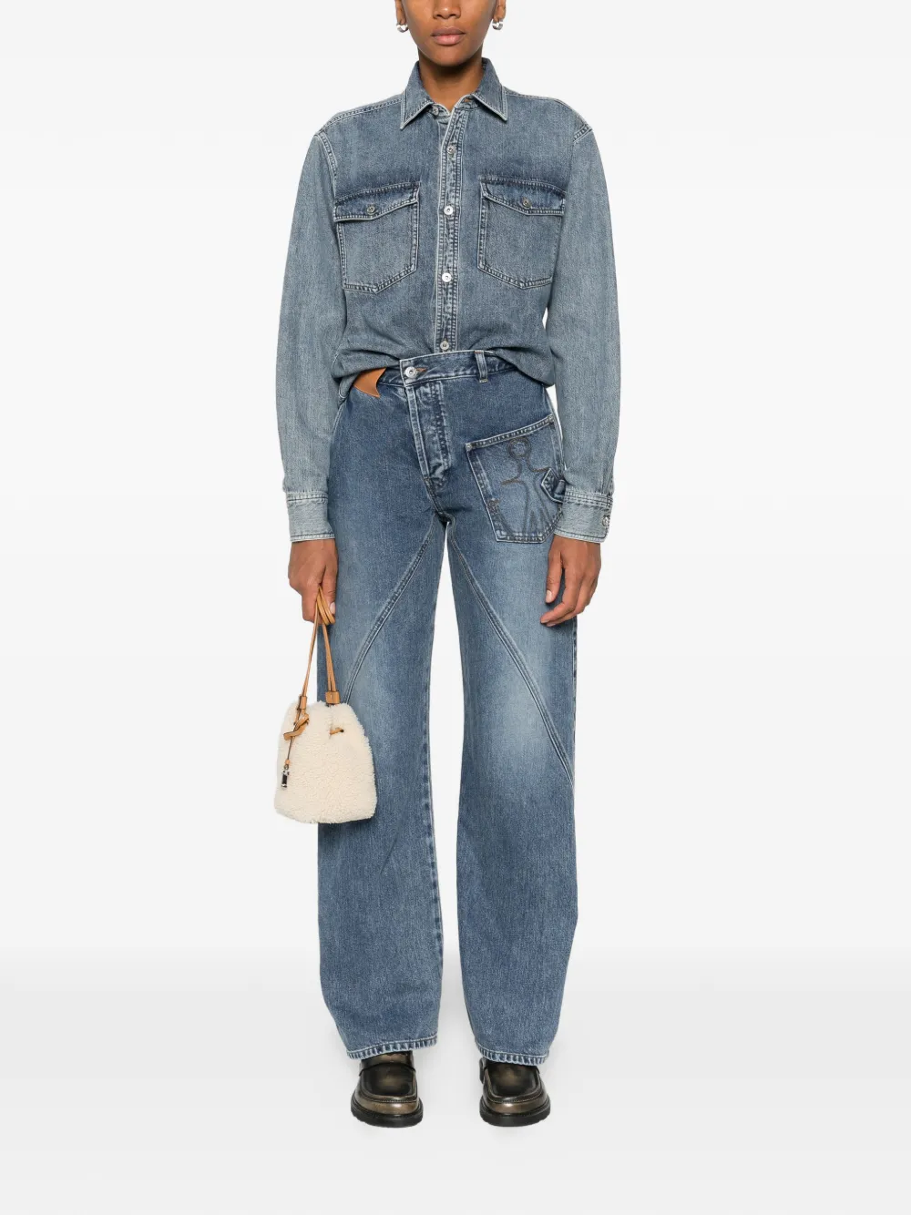 JW Anderson twisted-effect logo-patch denim jeans | Straight-Leg Jeans | Image 2