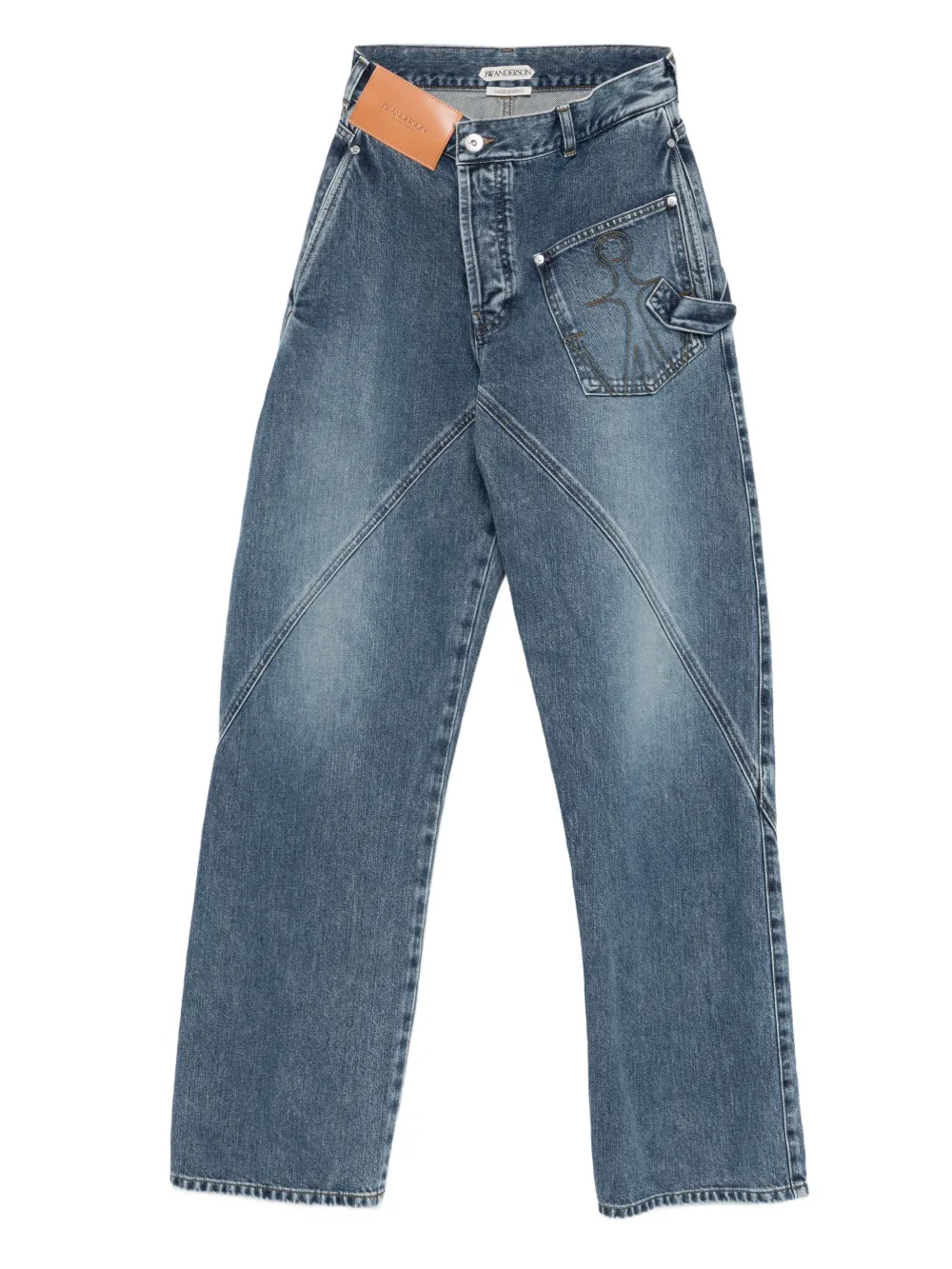 JW Anderson twisted-effect logo-patch denim jeans | Blue | Image 1