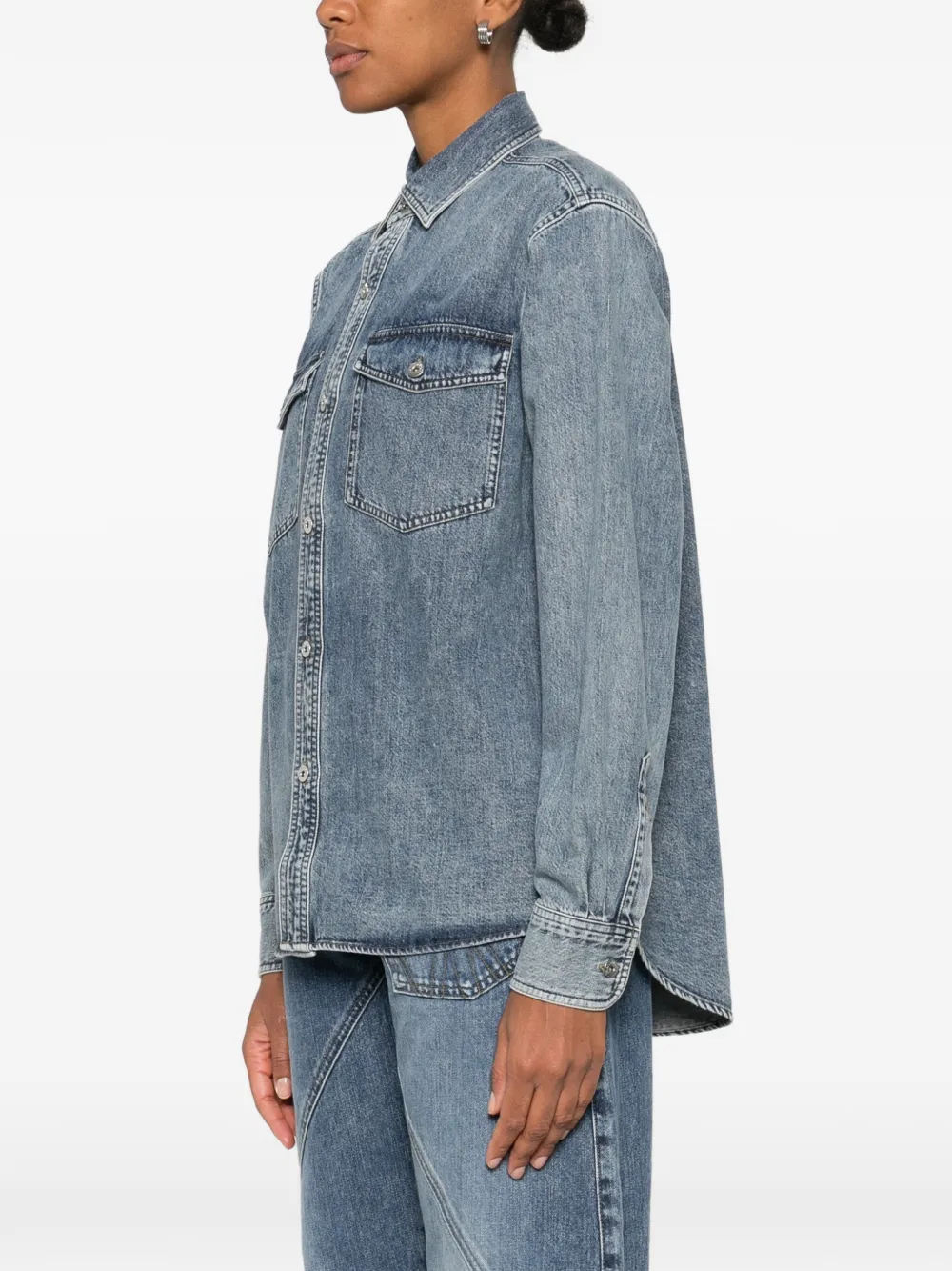 Jw Anderson Chest-pocket Long-sleeve Denim Shirt In Blue