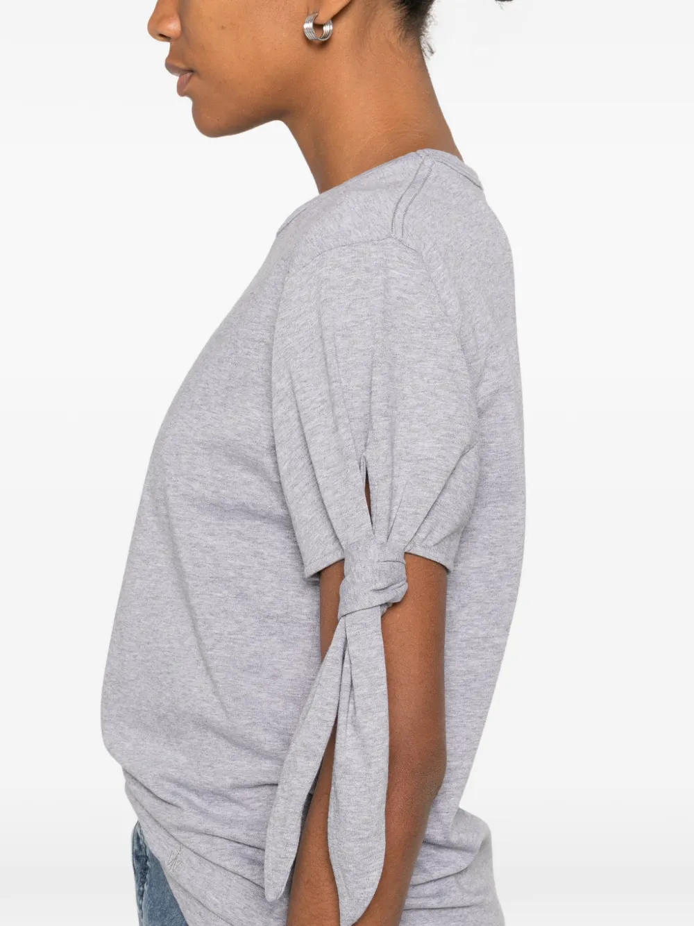 JW Anderson T-shirt met geknoopt detail en ronde hals Grijs
