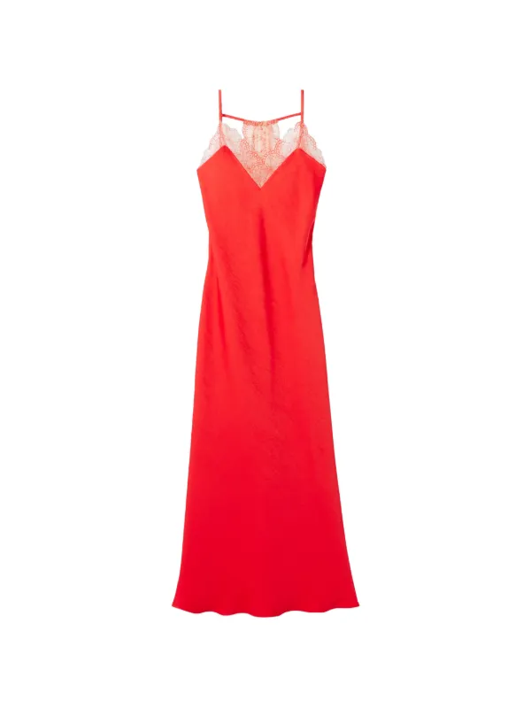 claudie pierlot red dress Claudie Pierlot Lace V-neck Dress | Red