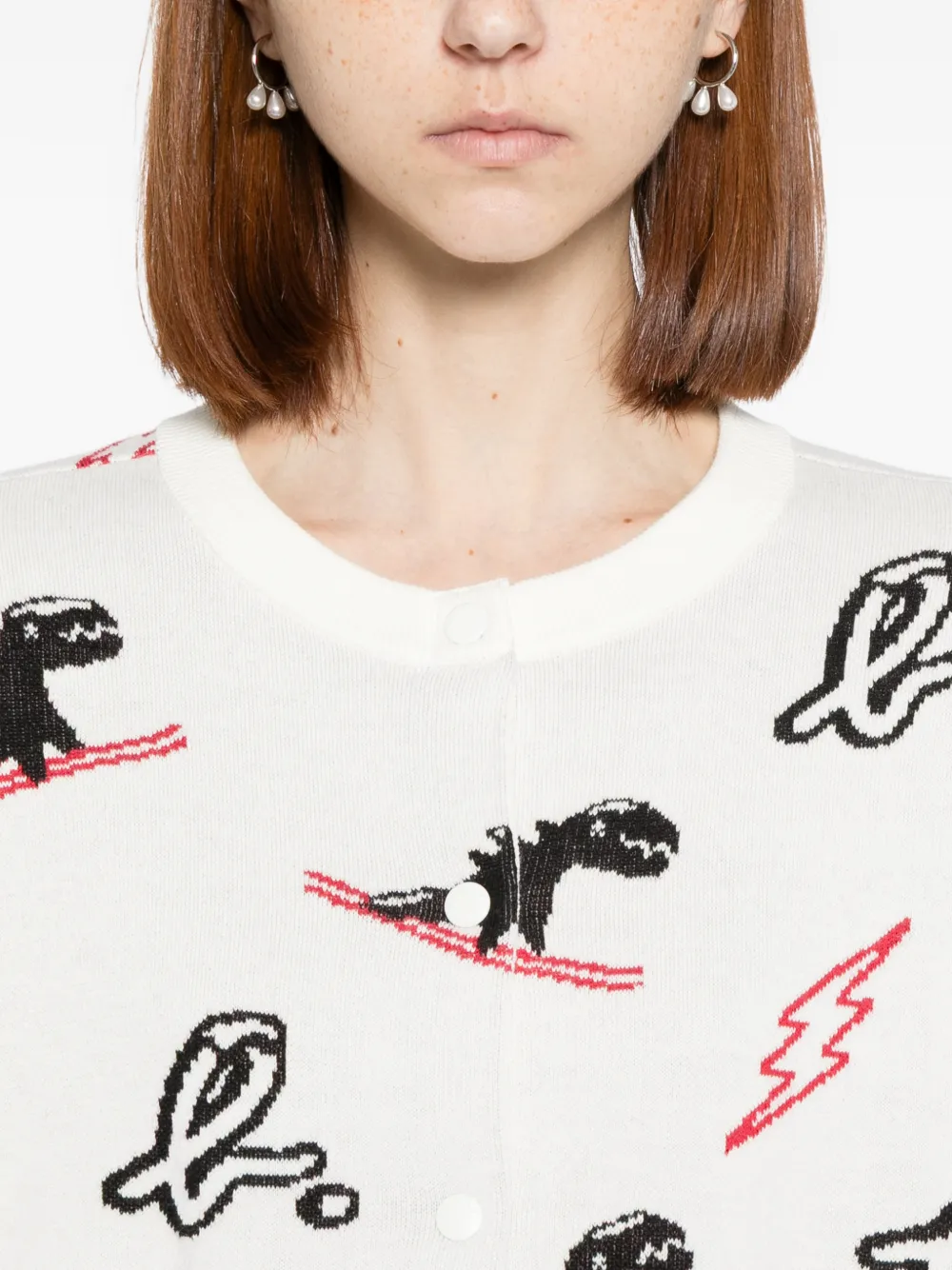 Sport B. By Agnès B. Dino Christmas Sweater Cardigan In White