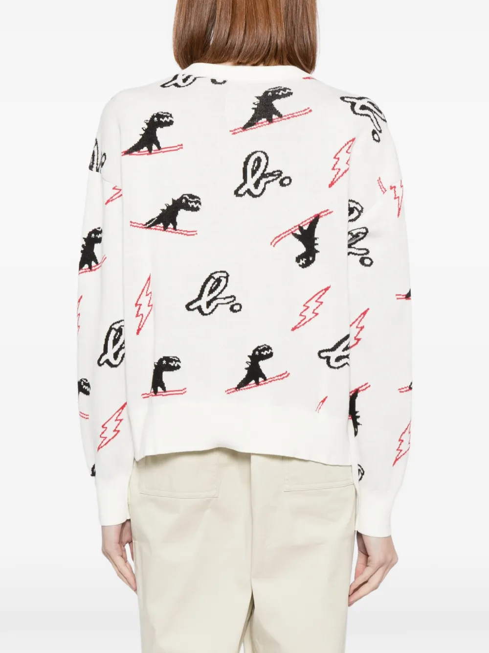 Sport B. By Agnès B. Dino Christmas Sweater Cardigan In White