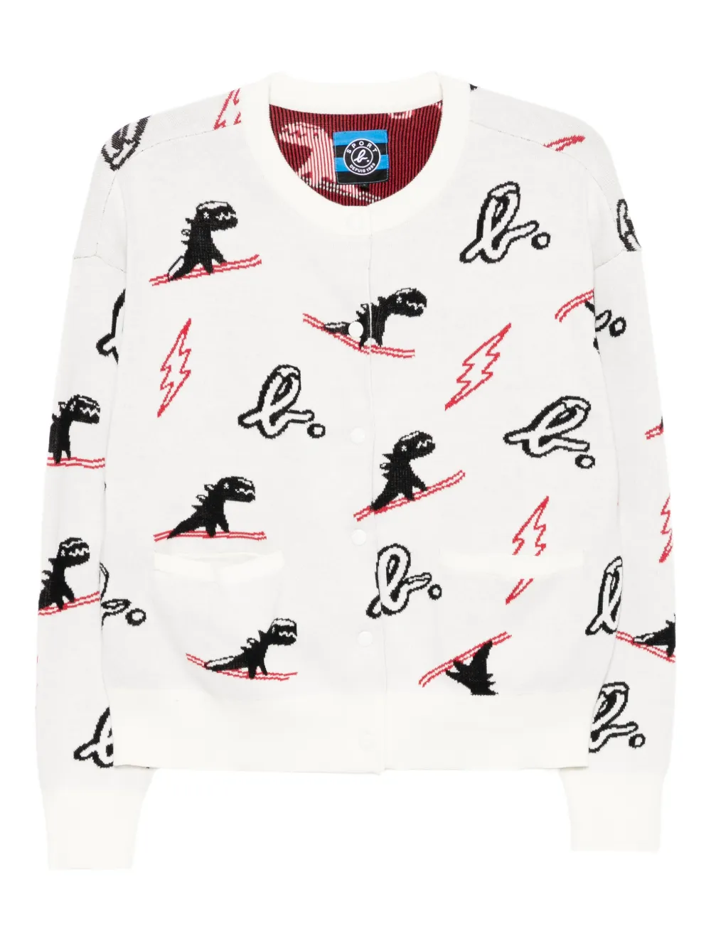 SPORT b. by agnès b. Dino christmas sweater cardigan - Bianco